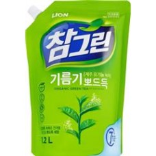 Жидкость для мытья посуды Lion Korea Chamgreen Зеленый чай рефил с носиком 1.2 кг