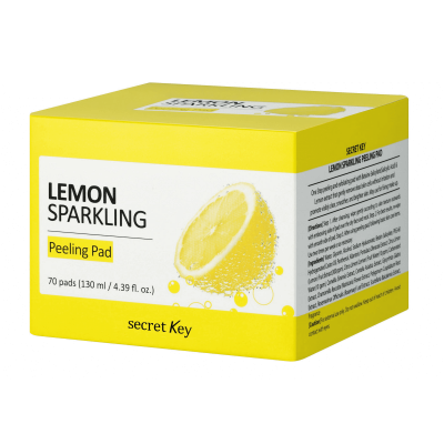 Ватные диски для пилинга с экстрактом лимона и салициловой кислотой Lemon Sparkling Peeling Pad, Secret Key 70 шт.